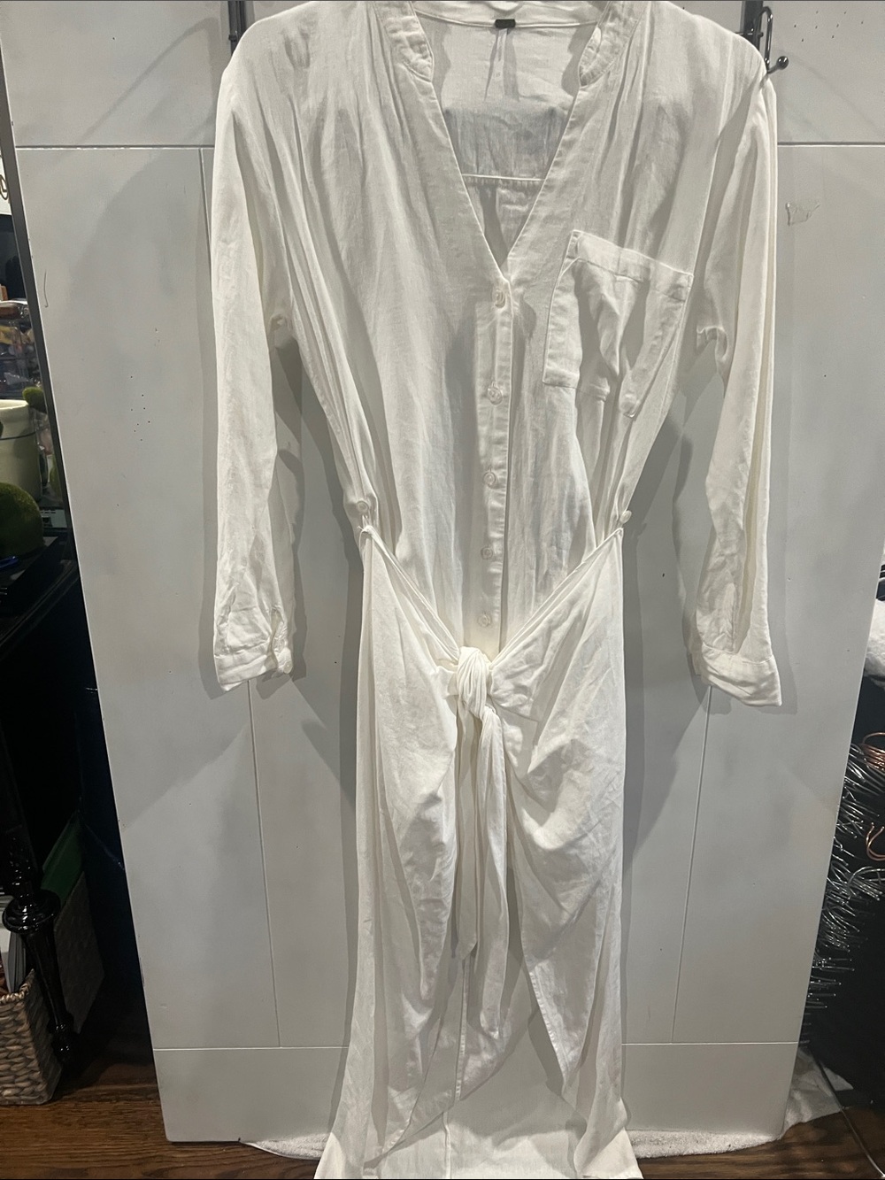 Young Fabulous & Broke White Long Sleeve Tie-Front Maxi Dress
